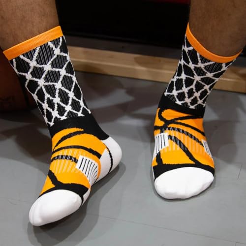 Image of ChalkTalkSPORTS Basketball Socks - Cushioned Mid-Calf Crew - Youth & Adult | Moisture-Wicking Performance Blend, Athletic Basketball Gear, Stay-Up Technology, Arch Support, Breathable, Boys and Men