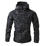 RSZGSWS Men's Military Tactical Jackets Camouflage Softshell Fleece Fall Windbreaker Waterproof Outdoor Hooded Rain Coats