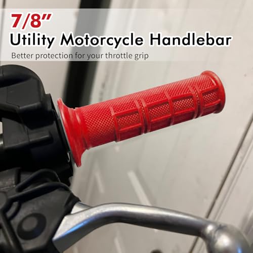 Image of 2PCS Non-Slip Rubber Motorcycle Handlebar Grips, Universal Fit for Motorcycle, Dirt Bike, ATV, Powersports Accessories (Red)