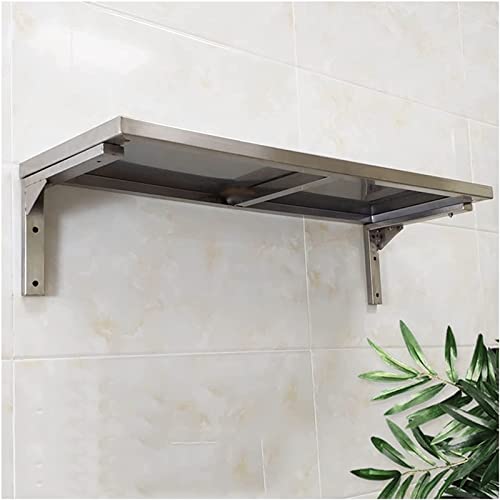 Table murale en acier inoxydable argent 23 cm | Support de rangement et table à manger - 2