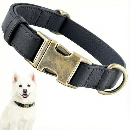 Image of B&F Dog Collar for Medium Dogs Silicone Leather Dog Collars Soft Flexible Waterproof Odor-Proof Durable Thick Classic Adjustable Pet Puppy Collar (Black, Medium (12.5-20 inch Neck))
