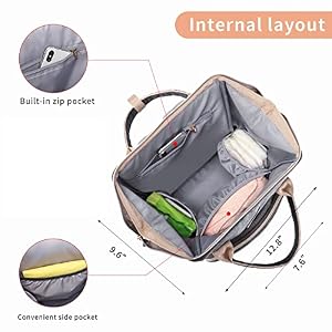 GAIVP Diaper Bag Backpack for Women, Baby Bags for Girls, Diaper Bag with Changing Pad, and Insulated Pockets (Dark Grey +Light Grey) — photo 5 of 6