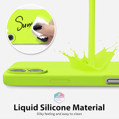 oakxco for iPhone 16 Plus Phone Case Liquid Silicone, Neon Bright Solid Color, Thin Slim Soft Rubber Gel Matte TPU Plain Simple Protective Cover for Women Girl Cute Aesthetic, Neon Green Lime by oakxco - Image 4