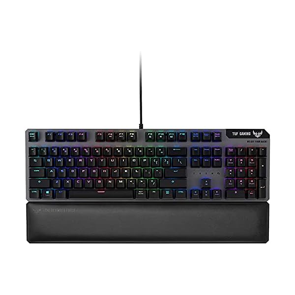 ASUS Optical-Mechanical Compact Gaming Keyboard – RA03 TUF K7 PC Gaming Keyboard, Tactile Switches, 25X Faster, Magnetic Wrist Rest, IP56 Waterproof Standard