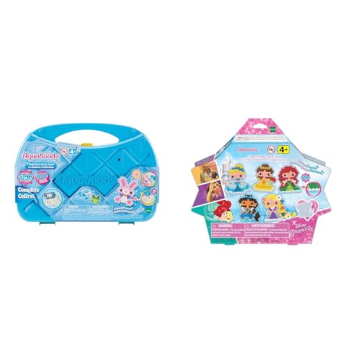 Aquabeads - La mallette d'initiation - 31912 - Coffret de Loisirs créatifs &amp; 31606 - Kit des Merveilleuses Princesses Disney, Plastique, Multicolore