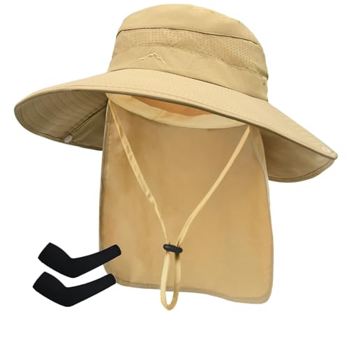 Image of Sun Hats for Men Women, UPF 50+ Protection Fishing Hat with Neck Flap