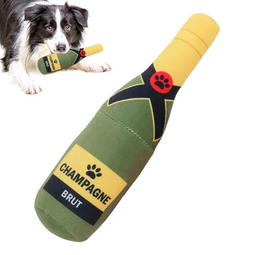 Giocattolo per cani con bottiglia d'acqua - stridulo in peluche vino rosso, gioco masticabile morbido, design imbottito robusto, intrattenimento coinvolgente animali domestici | Int