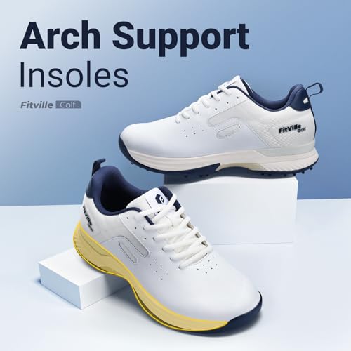 Image of FitVille Professional Mens Golf Shoes Extra Wide Spiked Golf Shoes for Men Waterproof