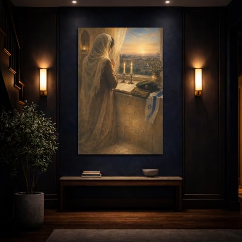 Toile Shabbat Blessing 80x120cm grand format sur châssis de 3cm - 3