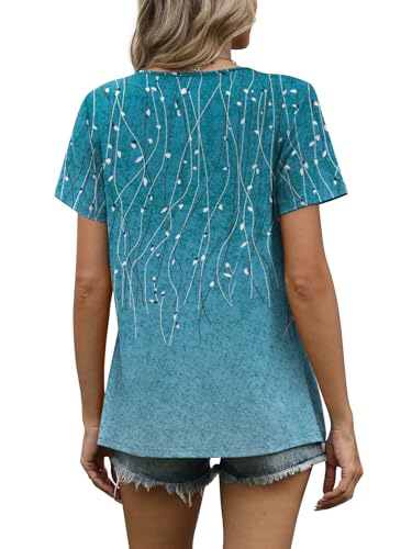 Image of WIHOLL Women T Shirts Pleated Short Sleeve Tops Business Casual Blouses | Loose Fit, Dressy Casual, Trendy 2026, Flowy, Boho