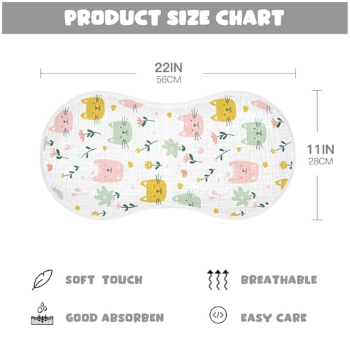 Cat Cotton Burp Towels for Baby Soft and Absorbent Baby spit up Rags for Unisex Set of 2, 22x11in4
