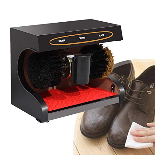 ZhiLianZhao Limpiabotas Máquina, Máquina Pulidora Eléctrica de Zapatos, Tablero de Paso De Acero Inoxidable, Adecuado para El Vestíbulo de Entrada del Hotel,Negro