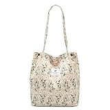 Funtlend Cord Umhängetasche Damen Groß Cord Tasche Damen Cordtasche Handtasche Schultertasche für Uni Arbeit Mädchen Schule Büro