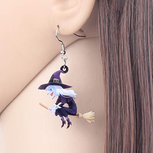 NEWEI Halloween Earrings Decor Cute Acrylic Witch Dangle Jewelry Pumpkin Accessories Gifts for Women Festival Charms2