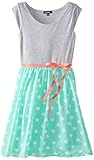 ZUNIE Big Girls' Cap Sleeve Knit To Chiffon Dress
