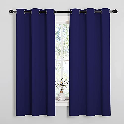 Image of NICETOWN Navy Blue Blackout Curtains 40 inches Length for Kitchen, 2 Panels, 29 inch Wide, Thermal Insulated Decoration Drapes for Small Window