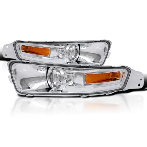 SPEC-D TUNING Chrome Housing Clear Lens Bumper Lights Compatible with 2005-2009 Ford Mustang V6 GT L+R Pair Assembly