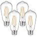 Dimmable Ascher Vintage LED Edison Bulbs, 6W, Equivalent 60W, 700 Lumens, Warm White 2700K, ST58 Antique LED Filament Bulbs, E26 Medium Base, Clear Glass, Pack of 4