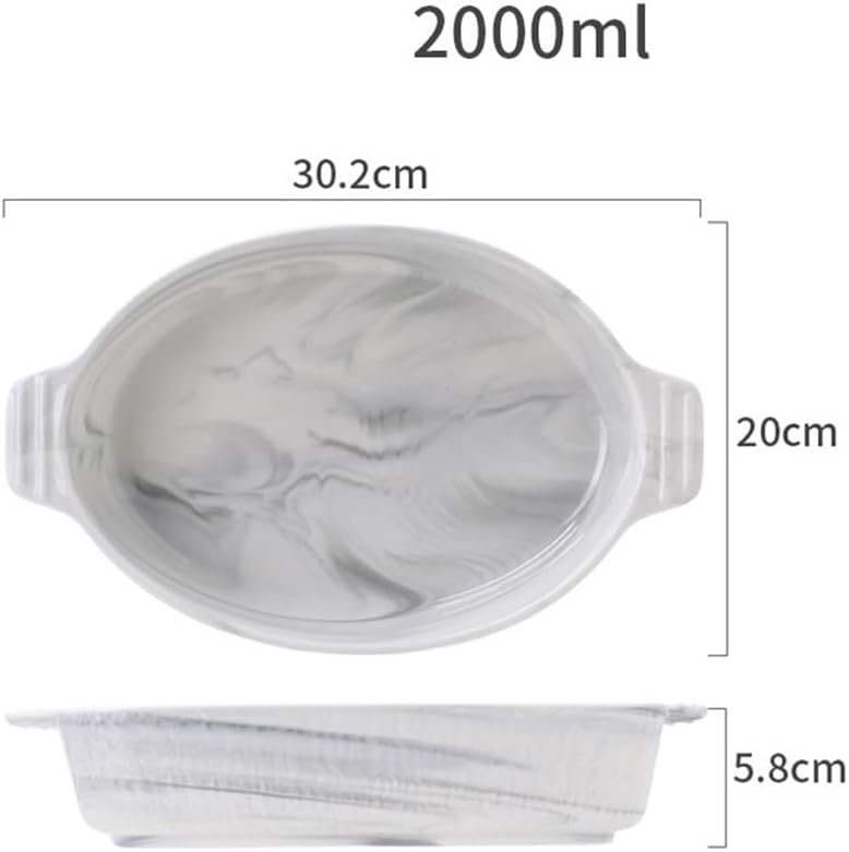 Lasagna Pans 1200ML/2000ML Curry Rice Pasta Large Deep Plate Ceramic Double Ear Oven Baking for Baking Cake(Large)