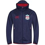 Liverpool FC - Chaqueta cortavientos oficial - Para niño - Impermeable - Azul marino - Capucha con visera - 2-3 años