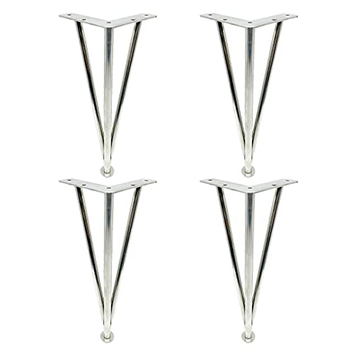 4 Patas de Mesa de Metal Ajustables con Forma de Horquilla, Patas de Repuesto para Muebles Modernos DIY en Negro, Dorado y Plateado, para sofá Cama, Armario, Mesa de Centro, Resistentes al a