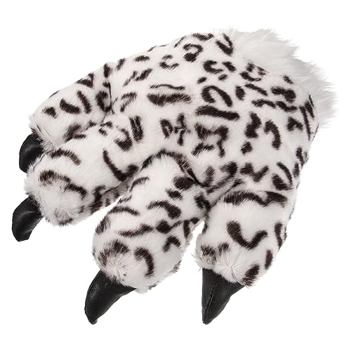 GAROZATION Plush Snow Leopard Gloves Animal Paw Gloves for Halloween Cosplay Decorative Wear