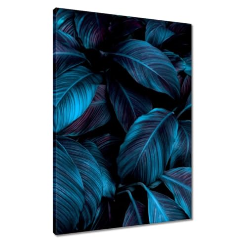 Feuilles bleues toile 50 x 70 cm pour réveiller un mur blanc triste