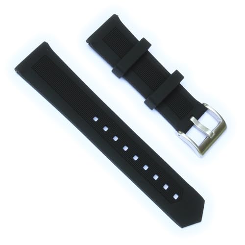 WAMD Quick Release Silicone Rubber Watch Straps - Mercury - 18mm, 20mm, and 22mm Watch Straps for Watches. (Black, 21 mm)
