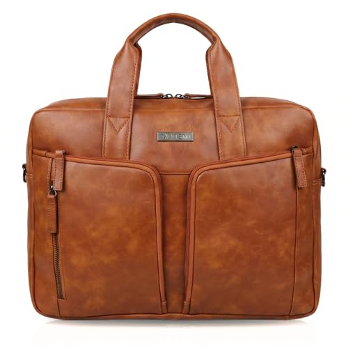 Image of VISMIINTREND Leather Laptop Office Bags for Men & Women, Fits 13 /14 /15.6 Inch Laptop, Macbook Bag Office /Travel, Laptop Messenger /Briefcase Bag | Corporate Gifts