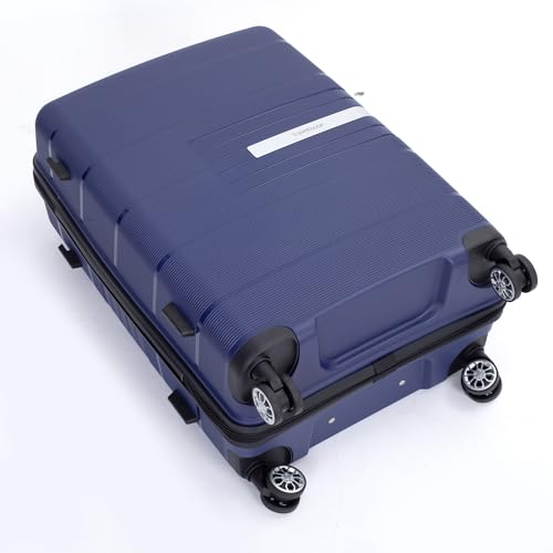 Hardshell Suitcase Double Spinner Wheels PP Luggage Sets Lightweight Durable Suitcase with TSA Lock,3-Piece Set (20/24/28), Navy4