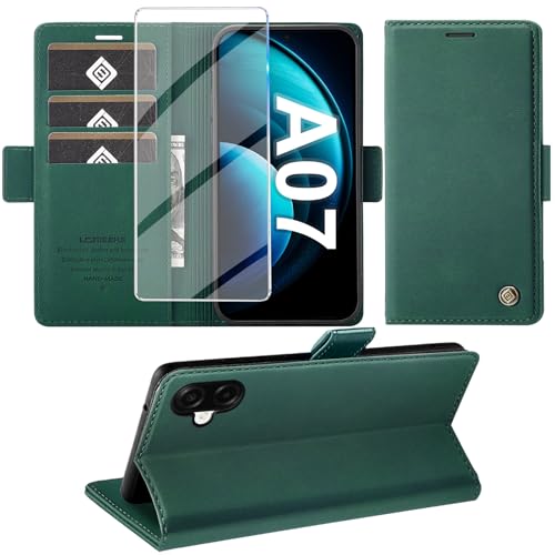 Coque Samsung Galaxy A07 5G Giyer étui à rabat vert antichoc