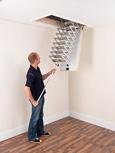 Alufix 10-tread Ziehharmonika Loft Leitern – Ideal für Tiny Dachboden Räume | einfach DIY Passform | Aluminium | Boden zu Decke 2,46 m-2.73 m (8.1ft-9.0ft)