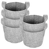 jojofuny 5pcs 3-Gallon Heavy-Duty Nonwoven Fabric Plant Grow Bags with Extended Handles, Grey Felt Planter Pots for Indoor and Outdoor Gardening, Sturdy Planting Containers for Vegetables