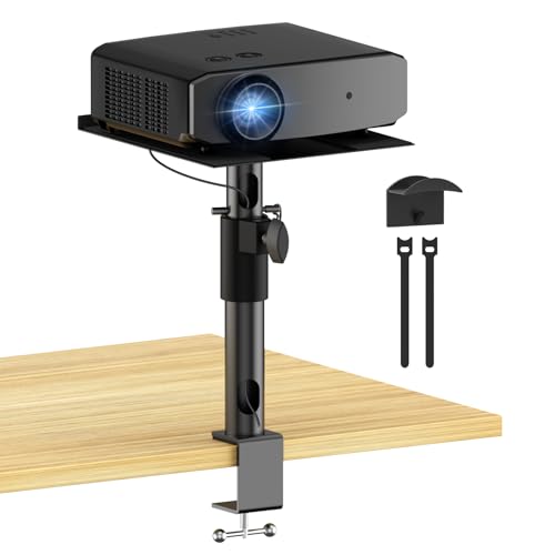 Image of Height/Tilt/Swivel Adjustable Desktop Projector Stand Table for Aurzen Nebula XGIMI VANKYO Jinhoo AuKing Epson and Most Projectors - Desk Projector Stand Clamp on Desktop Wr Headphone Holder, Single
