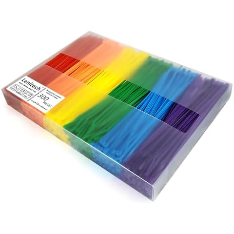Lenitech 6 Inches 300 Pcs Multi-Purpose Cable Ties, Assorted Colored Cover