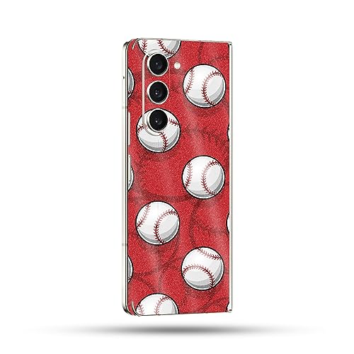 Image of MightySkins Glossy Glitter Skin Compatible with Samsung Galaxy Z Fold 5 Full Wrap - Tiled Baseball | Protective, Durable High-Gloss Glitter Finish | Easy to Apply & Change Styles | Made in The USA