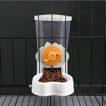 猫 ボウル ペット用吊り下げ式自動給餌器 子猫 チンチラ ハリネズミ モルモット フェレット用 飲水ボウル ウサギ用給餌器と給水セット ケージ猫用フードボウル 給餌ステーション 子犬(Orange food)