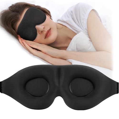 Slaapmasker 3D voor Mannen en Vrouwen, 100% Lichtblokkerend verkoelend Ontwerp Oogmasker om te Slapen, een Dutje te Doen, Mediteren, Reizen (Zwart)