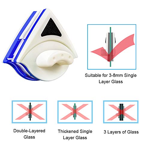 Magnetic Window Cleaner, Double Side Magnet Glass Surface Wiper Glider Adjustable Washing Brush Scraper Equipment Fish Tank Cleaning Scrubber Washer Tools For High Rise Car Glazed Windows Aquarium #TOP3