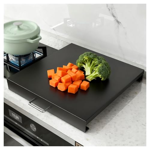 Hob Covers for Gas Cookers, Rectangle Countertop Cover Board with Anti Slip Feet for Small Apartments, Stoves, Extended Kitchen Space, Easy to Clean(Black,L13.78xW18.9xH3.54IN)