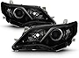 ACANII - For [Black Smoke] 2012 2013 2014 Toyota Camry Headlights Headlamps Driver + Passenger Side