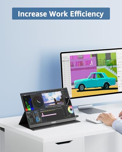 Yodoit Portable Monitor 14 1920×1080 100% sRGB FHD-Tragbarer Bildschirm IPS-Display mit USB Typ C Integrierte Lautsprecher Augenschonend für PC, Laptop, MacBook, Xbox, PS 3/4/5, Switch