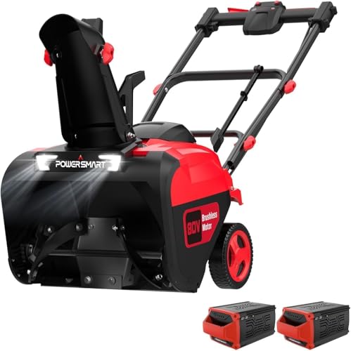 PowerSmart 80V 21-Inch Brushless Cordless Snow Blower, Electric Snow B