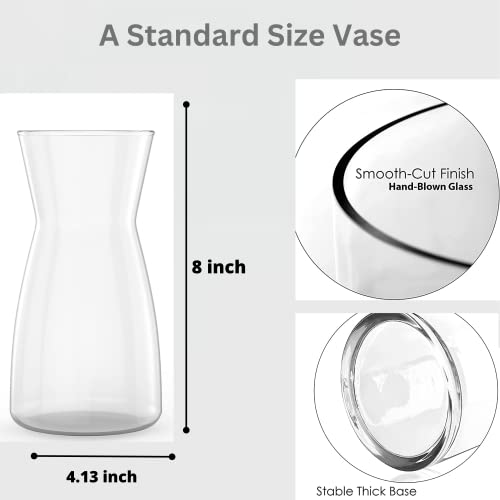 8 Inch Premium Quality Vase - Clear Vase, Crystal Glass Flower Vase For Rustic Home Decor, Decorative Vases For Flowers For Modern Farmhouse, Glass Vase Ideal For Shelf, Mantle, Table Entryway Decor #TOP1