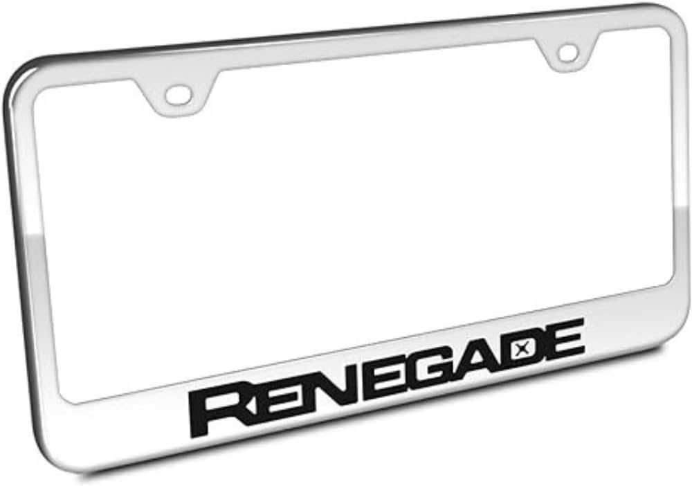 Au-Tomotive Gold, Inc. Officially Licensed Laser Etched Stainless Steel License Plate Frame for Jeep Renegade (Mirrored)