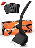 MEKER Grill Brush Bristle Free, Grill Cleaner Brush with 5 BBQ Replacement Head for Cast Iron, Stainless Steel Grates, Safe Grill Scraper Outdoor BBQ Grill, Black