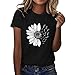 Xmiral Maglietta da Donna con Girasole Plus Size Camicetta Allentata Magliette Casual con Grafica a Manica Corta da Ragazza Maglie Maniche Lunghe Economiche (S,Nero)