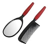 Ruilogod Friseur-Set, Kunststoffgriff, flach, rechteckig, Schwarz / Rot