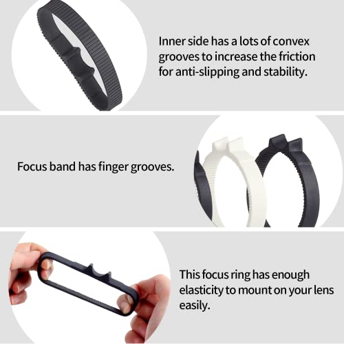 Anillo de enfoque manual de caucho eTone para lentes, sin costuras, compatible con diámetros de lente de 64 mm a 76 mm (tamaño grande) miniatura 5