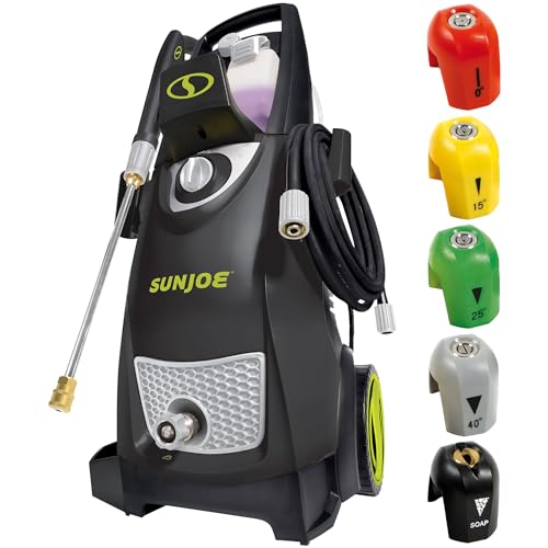 Sun Joe SPX3000-TPS + SPX3000 Electric Pressure Washer Quick-Connect Spray 5-Tip Set Electric Pressure Washer, Portable Power Washer with Wheels